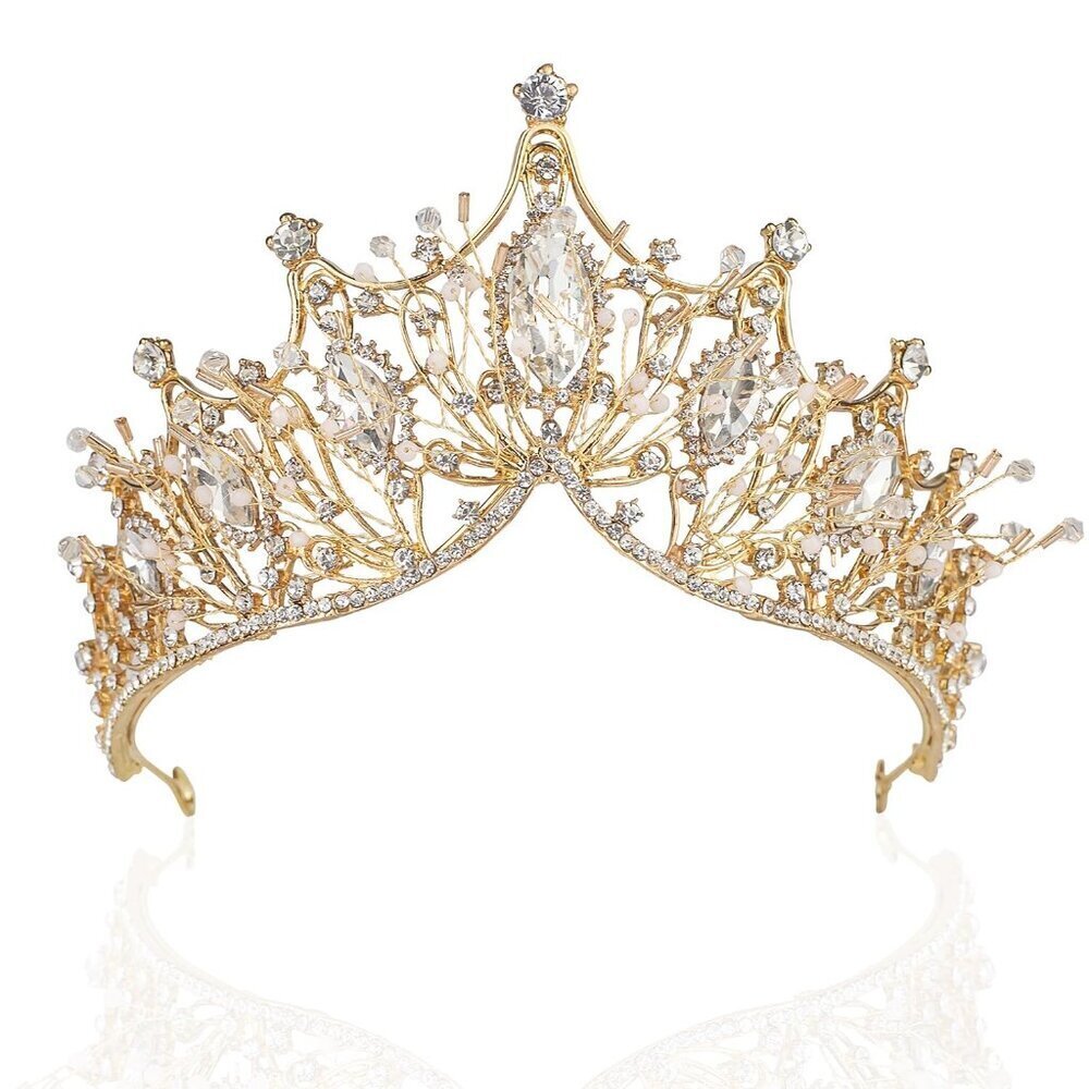 Women Gold Baroque Queen Crown Tiara for Wedding Prom Costume Dance